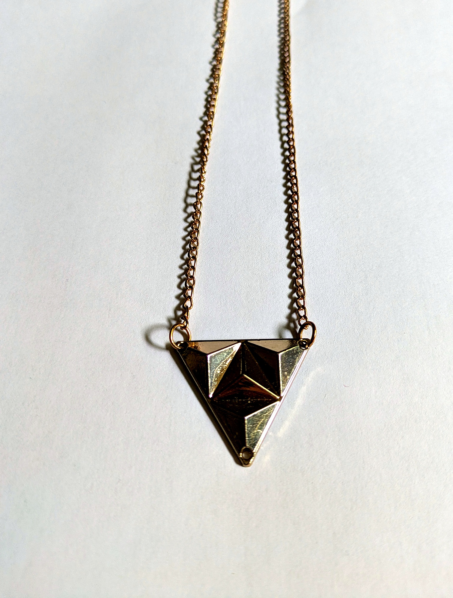 Gold-Toned Geometric Triangle Necklace