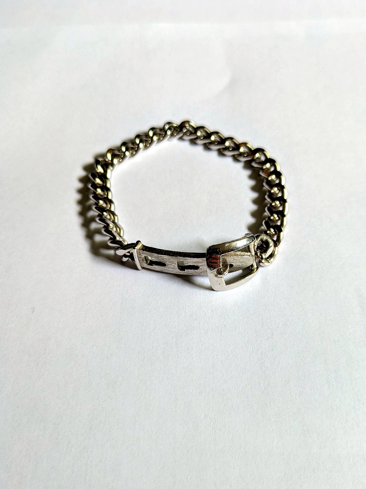 Silver-Toned Buckle Chain Bracelet